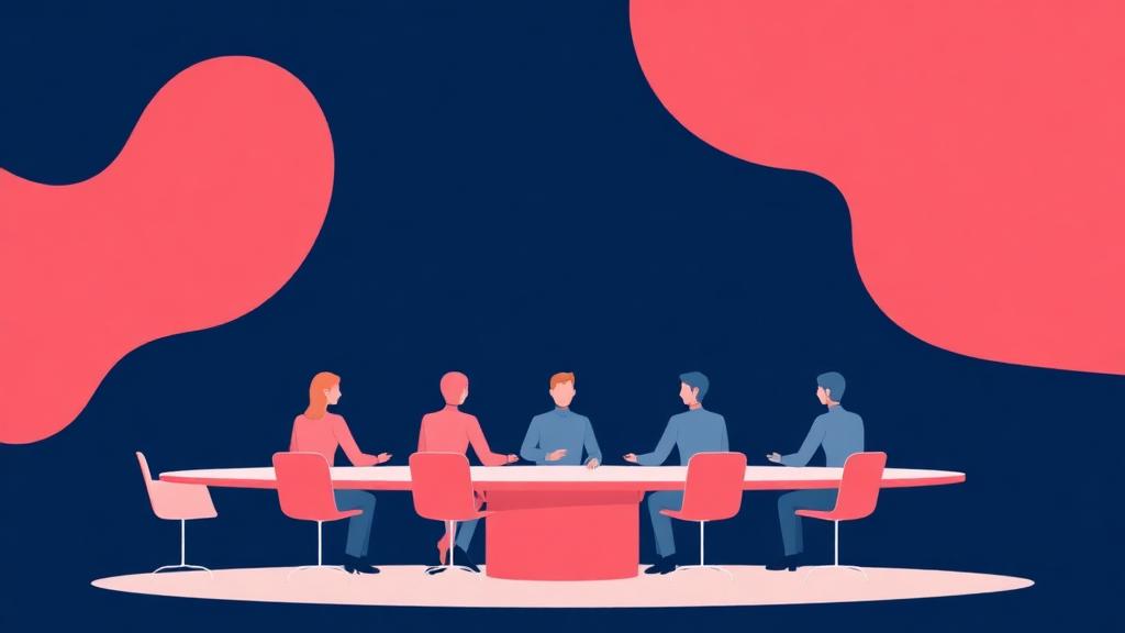 Illustration of six advisors seated around a table