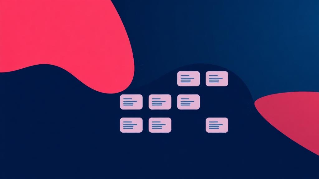 Abstract grid of prompt cards representing a workflow library